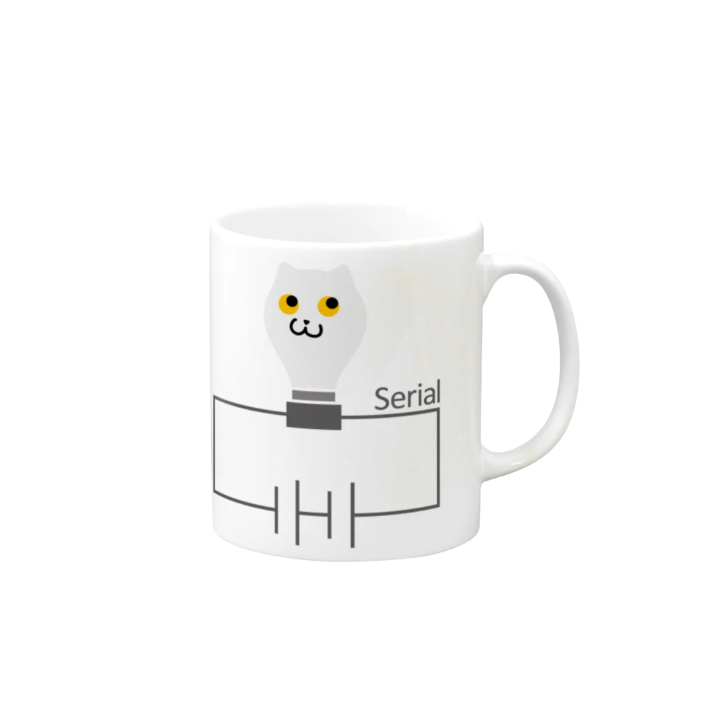 ねこふくろうグッズのねこふくろう電球直列マグカップ Mug :right side of the handle