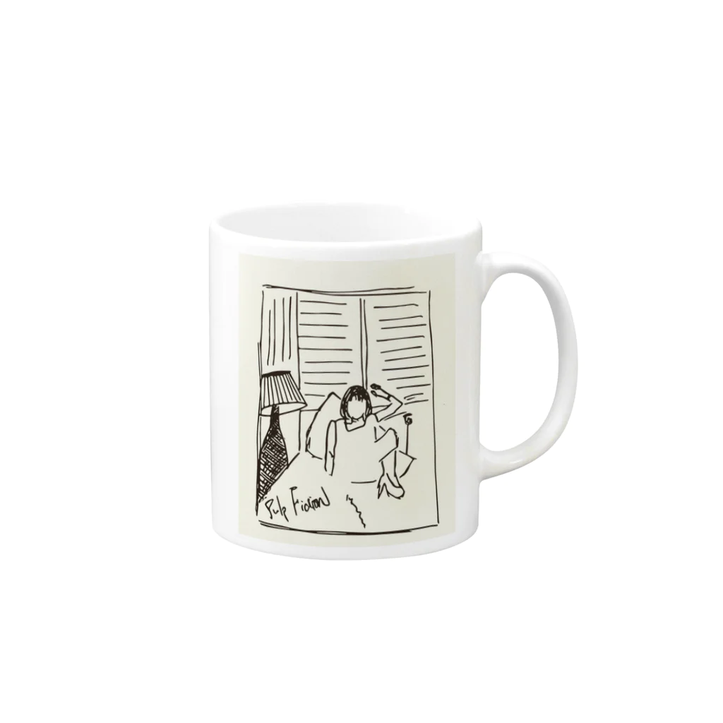 PublicCyaanのpulp fiction  Mug :right side of the handle