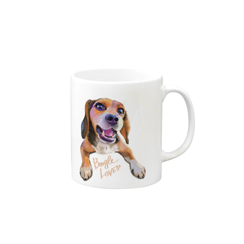 ビーグル大好きのビーグル犬LOVE Mug :right side of the handle