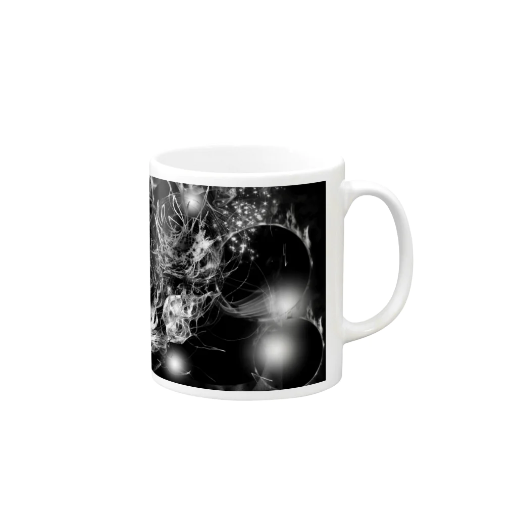 StrongFeelingのBlack drawing Mug :right side of the handle