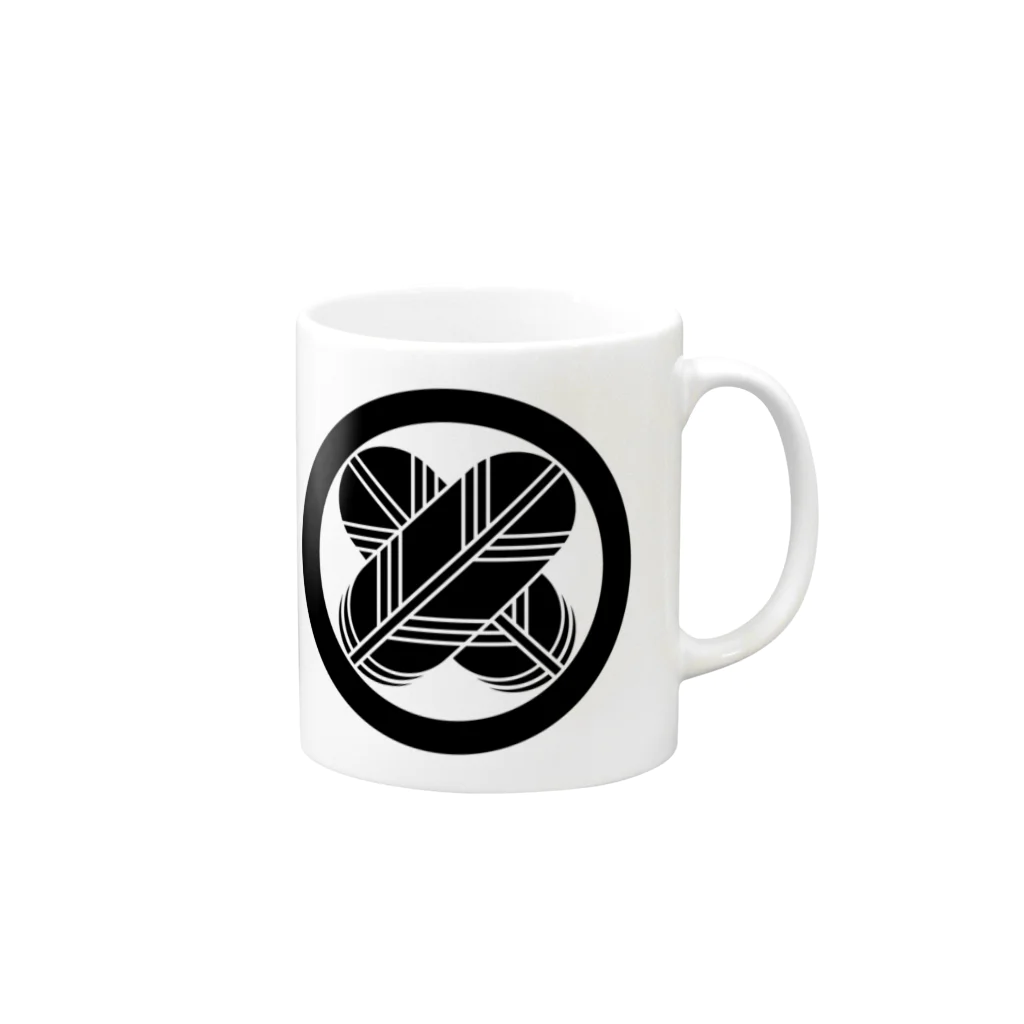 オノマトピアの丸に違い鷹の羽（まるにちがいたかのは）家紋デザイン Mug :right side of the handle