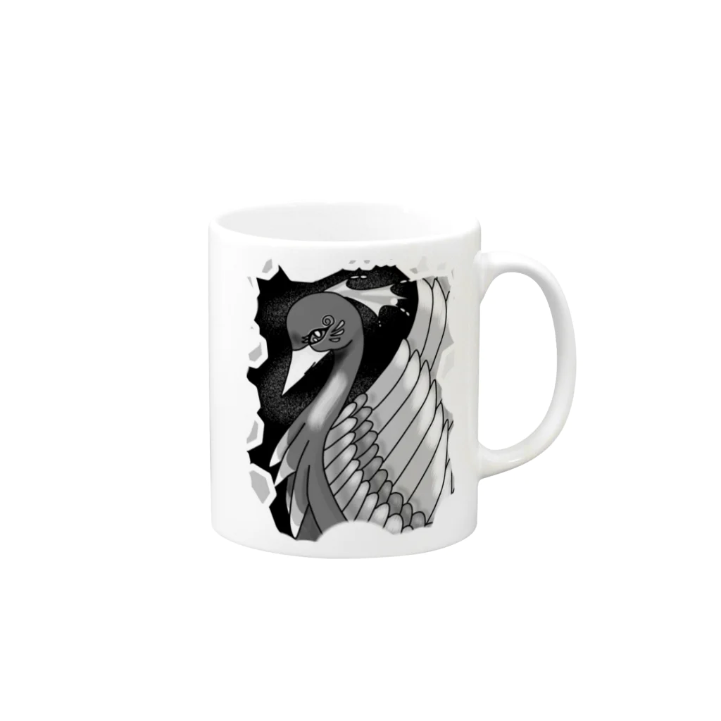 greetenの不死鳥アート　モノクロ Mug :right side of the handle