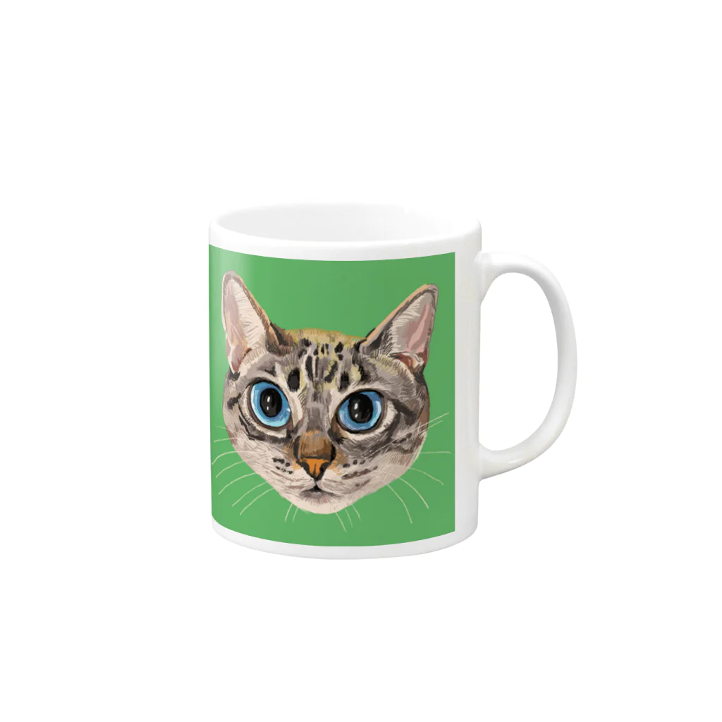 ✳︎KWY✳︎のしましまねこ Mug :right side of the handle