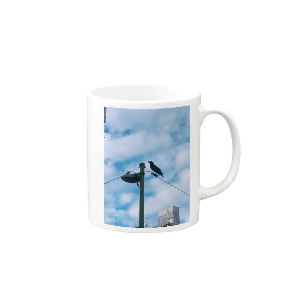 ふかみななこのカラスと空 Mug :right side of the handle