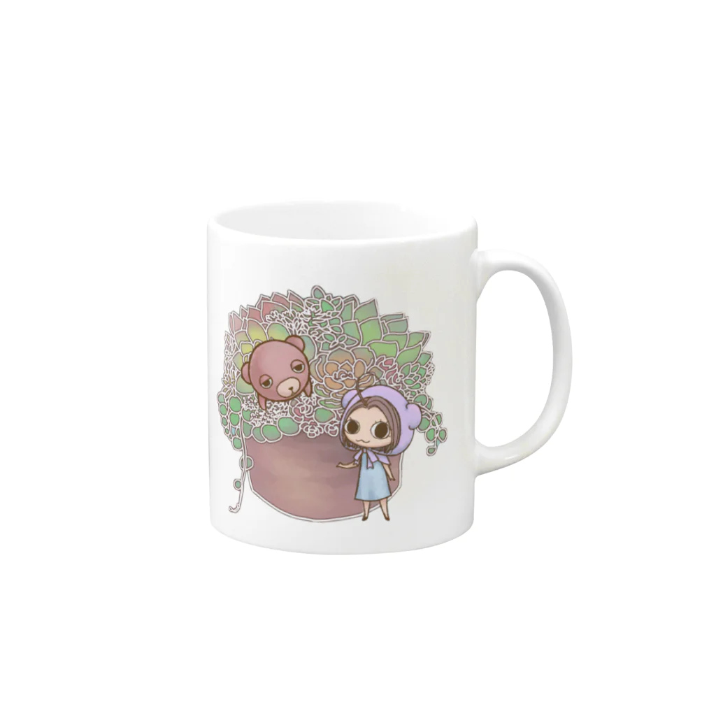 べあぐらのべあぐら　Succulent Mug :right side of the handle