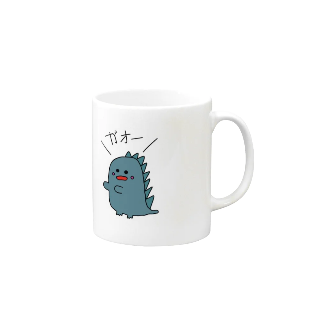 タキタキの怪獣ゴンのガオーTシャツ Mug :right side of the handle