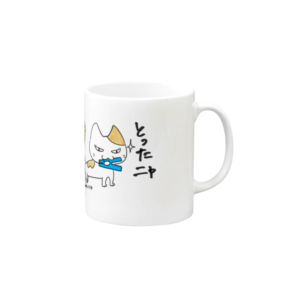 Chapicomon715の三白にゃん　み〜にゃ Mug :right side of the handle