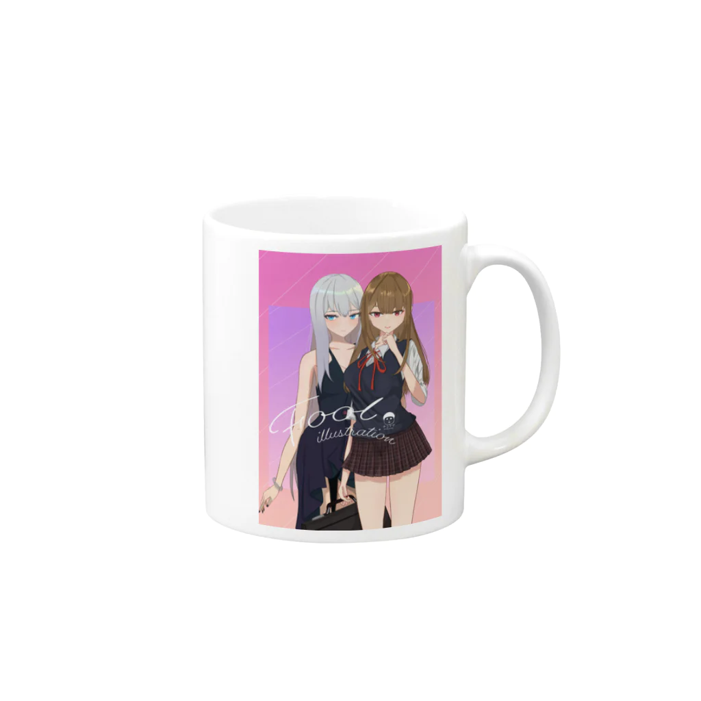 chicodeza by suzuriの可愛い姉妹のキャラクター Mug :right side of the handle