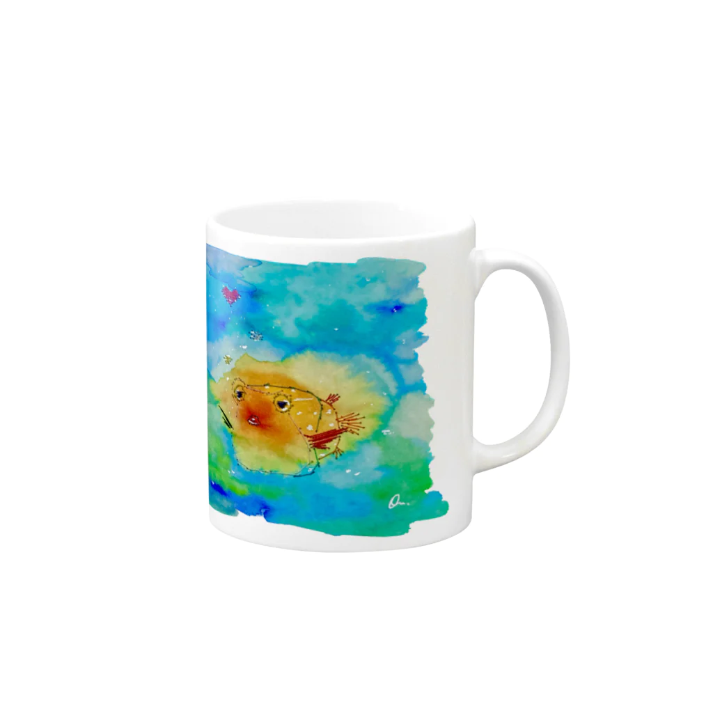 onmycolorの楽描き店のはこふぐ太 Mug :right side of the handle