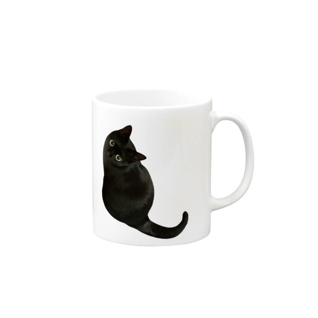 親父と猫のるるの黒猫好きのためのマグカップ Mug :right side of the handle