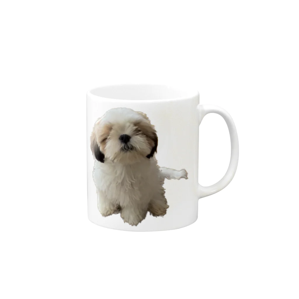 こつきと愛犬の茶々丸の狐月(こつき)の愛犬茶々丸 Mug :right side of the handle