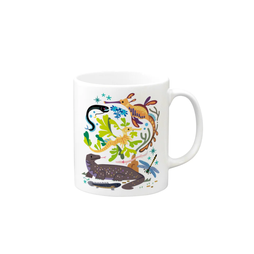 みなとまち層の世界のドラゴンたち Mug :right side of the handle