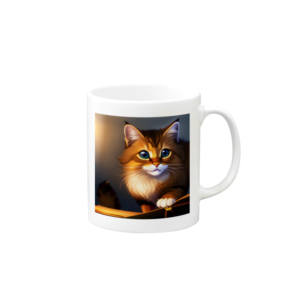 den_hartの愛くるしいねこのイラストグッズ Mug :right side of the handle