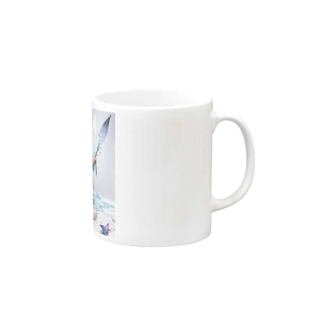ロイ@イラストレーターHEXANFT販売美麗イラスト描きますの氷の妖精 Mug :right side of the handle