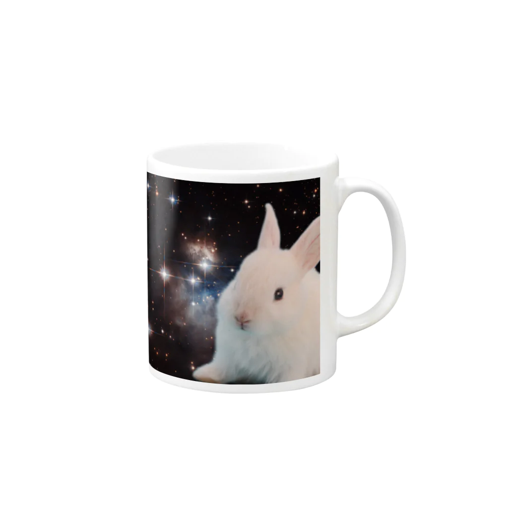 宇宙動物園の宇宙白うさぎ Mug :right side of the handle