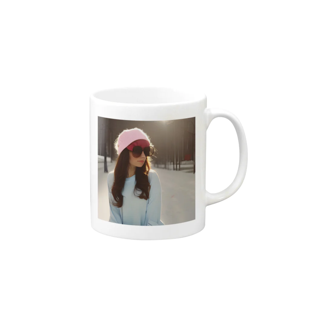 yuuki_cccの冬の彼女風 Mug :right side of the handle