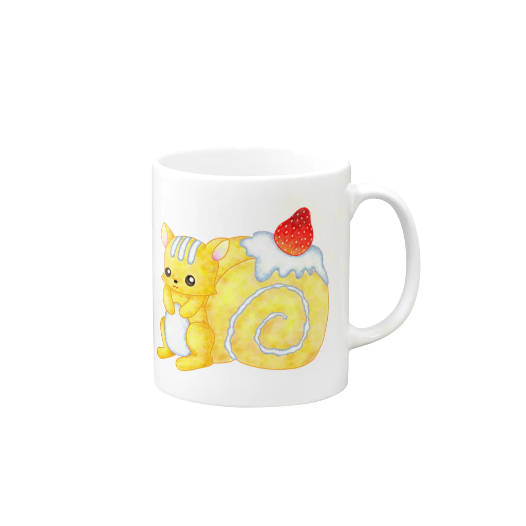 satoayaのアニマルカフェのフードアニマル　ロールケーキリス Mug :right side of the handle