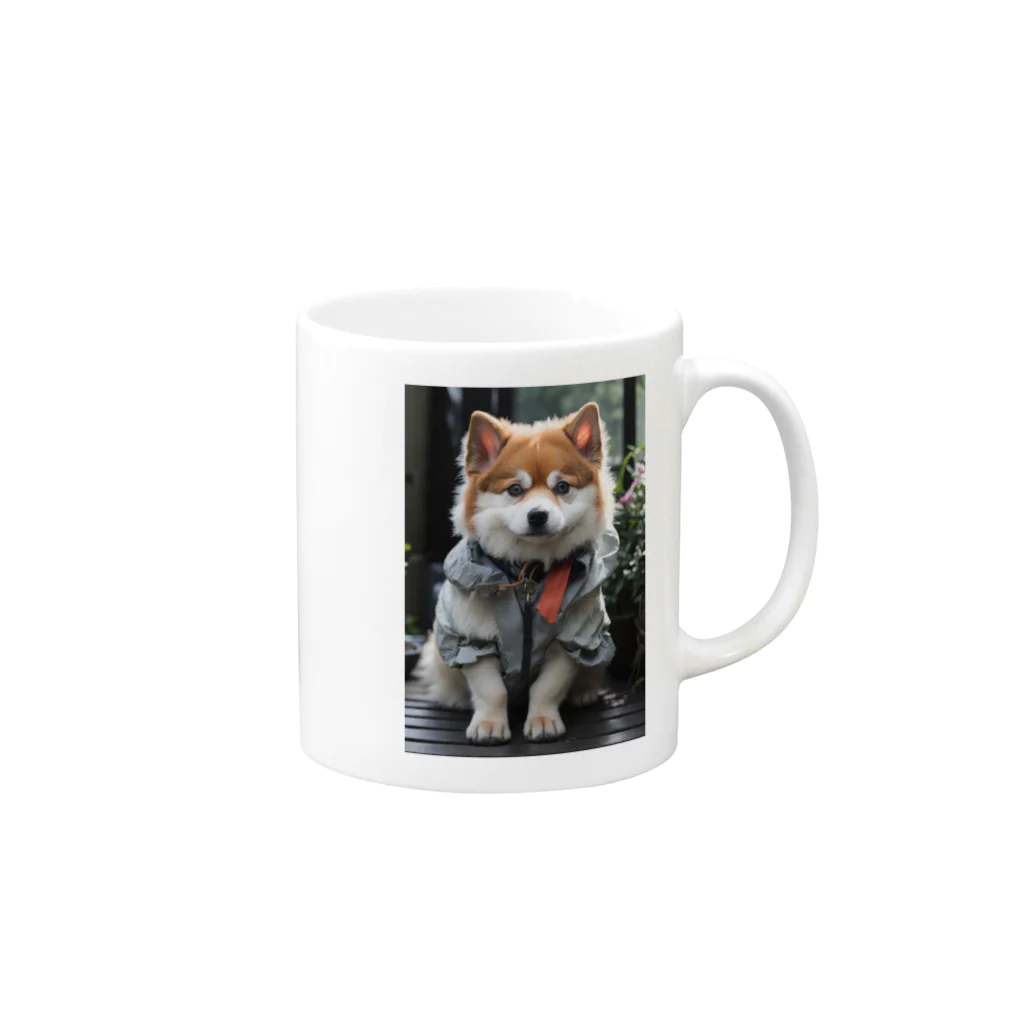 TATAKUKUのおしゃれな犬 Mug :right side of the handle