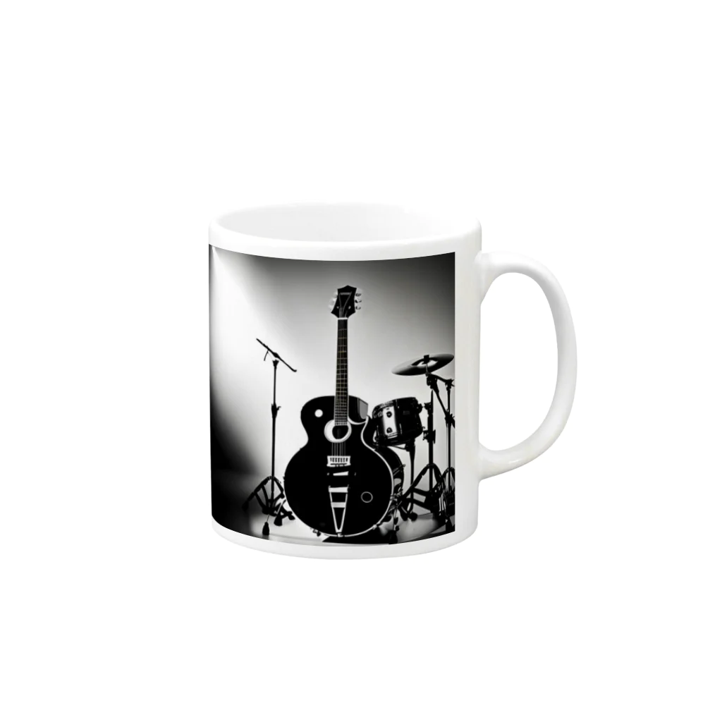 animaltennensuiの音楽の心・白黒で描かれた情熱の瞬間 Mug :right side of the handle