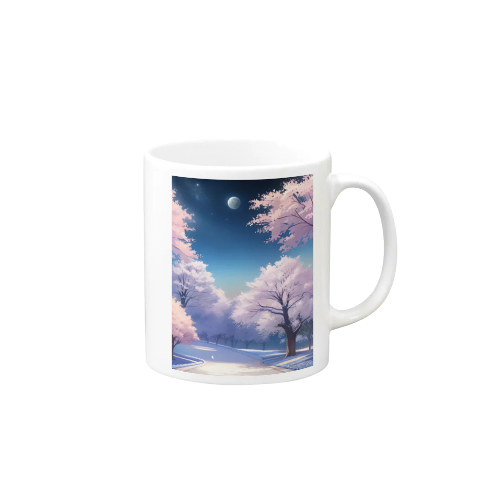 yuyuの夜の桜公園 Mug :right side of the handle