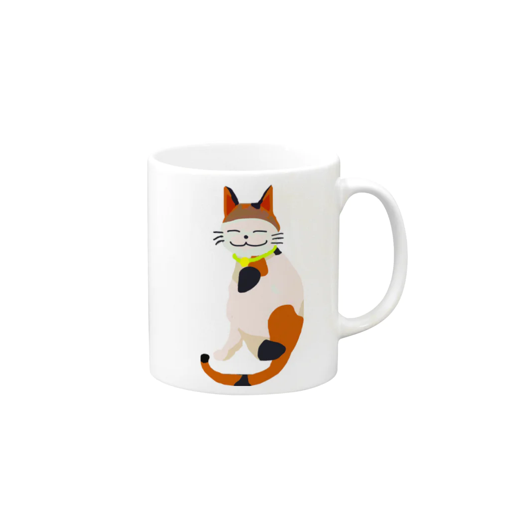 Jam Snowの三毛猫のクー Mug :right side of the handle