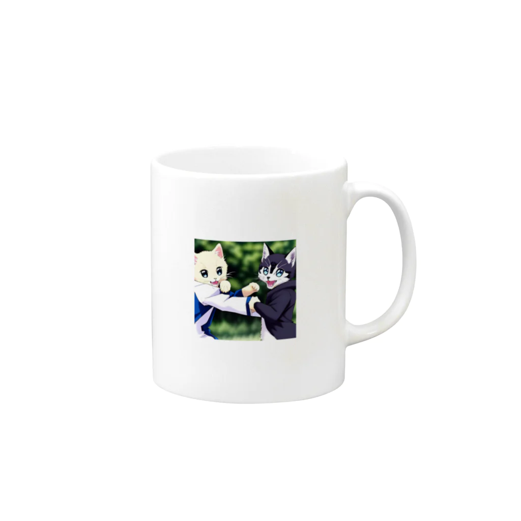 Haniwanの殴り愛猫 Mug :right side of the handle