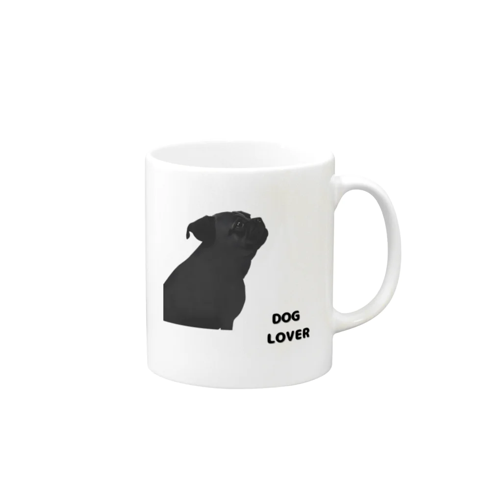 DOG LOVERのDOG LOVER（パグ） Mug :right side of the handle