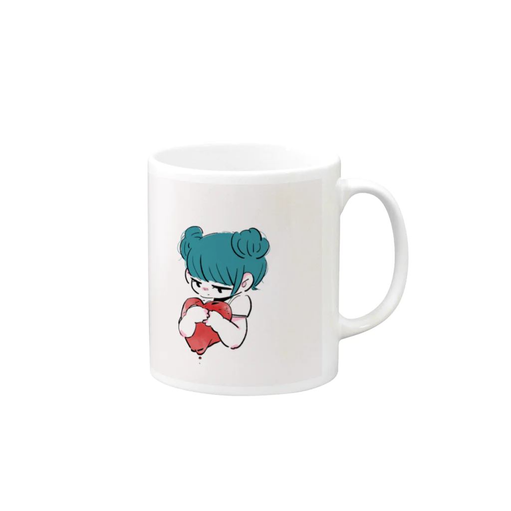 ぱぴこの限定品 おんなのこのはーと Mug :right side of the handle