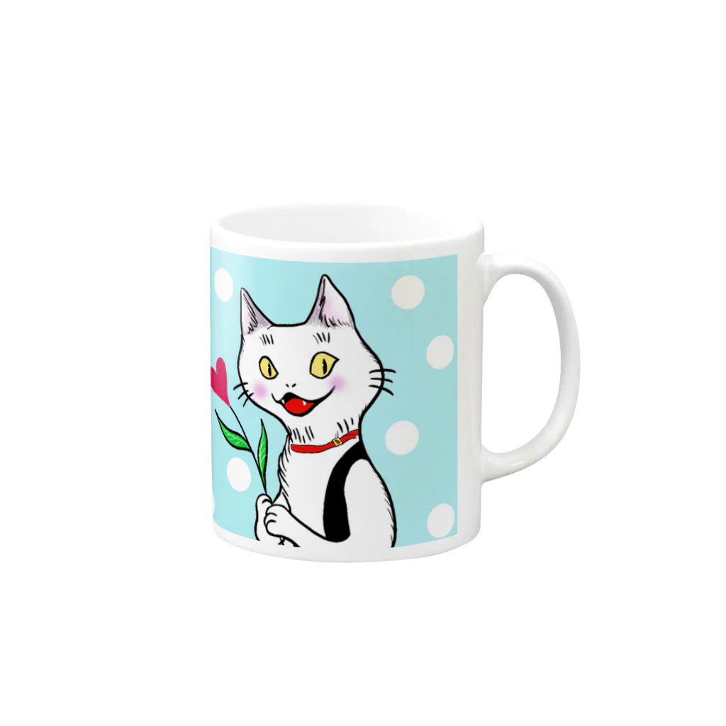 玉子丸の部屋の夢猫さん Mug :right side of the handle