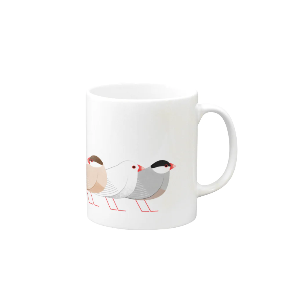 Mochishopの並ぶ文鳥 Mug :right side of the handle