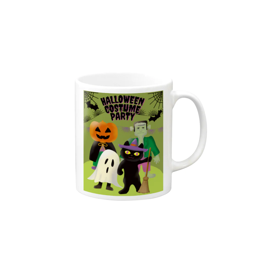 satoharuのハロウィンの仮装パーティー Mug :right side of the handle