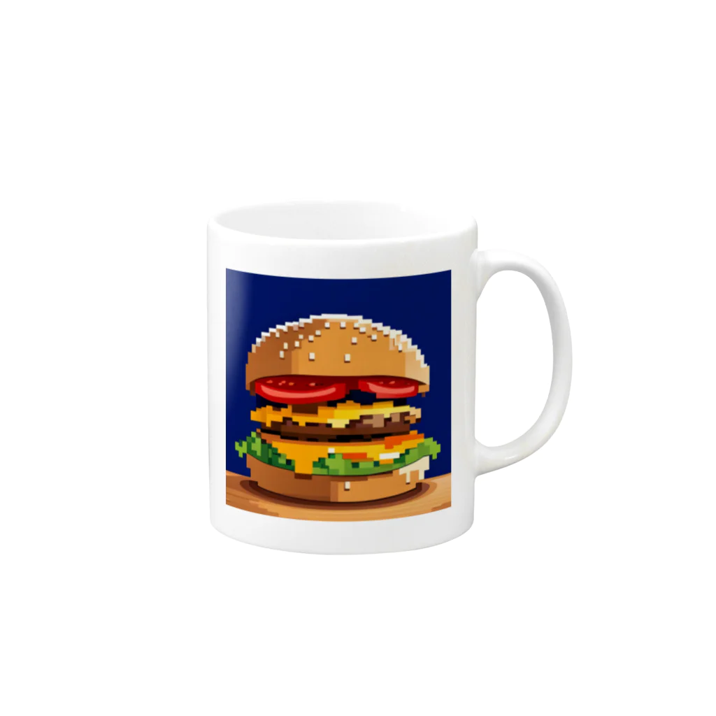 ダブル15のドット柄ビッグなチーズバーガー Mug :right side of the handle