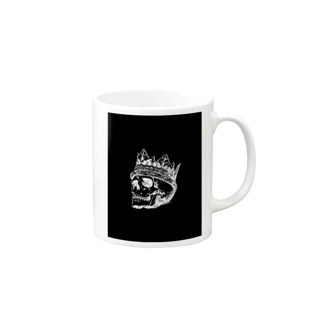 COOL&SIMPLEのBlack White Illustrated Skull King  Mug :right side of the handle