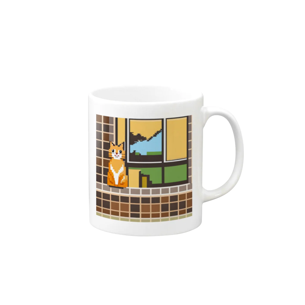 getprizeのドット絵の猫 Mug :right side of the handle