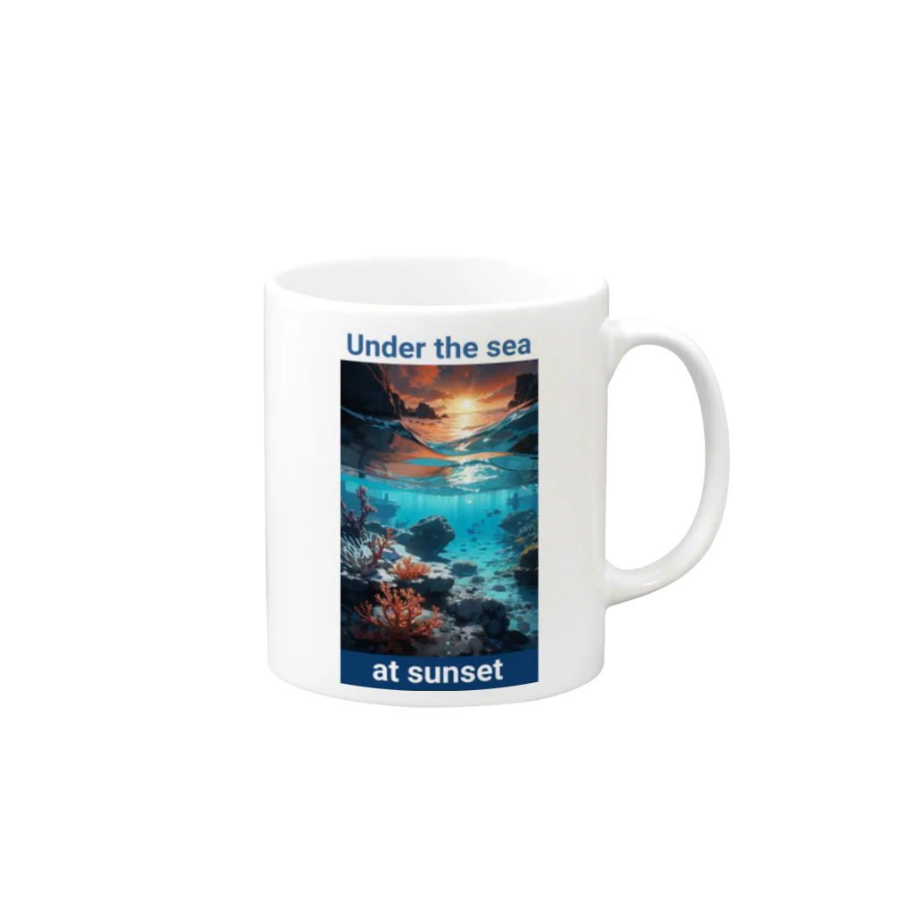 kazu_gの夕暮れの海の底！Under the SEA at sunset Mug :right side of the handle