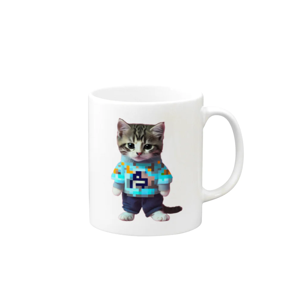 戸棚の片隅 のstylish kitten Mug :right side of the handle