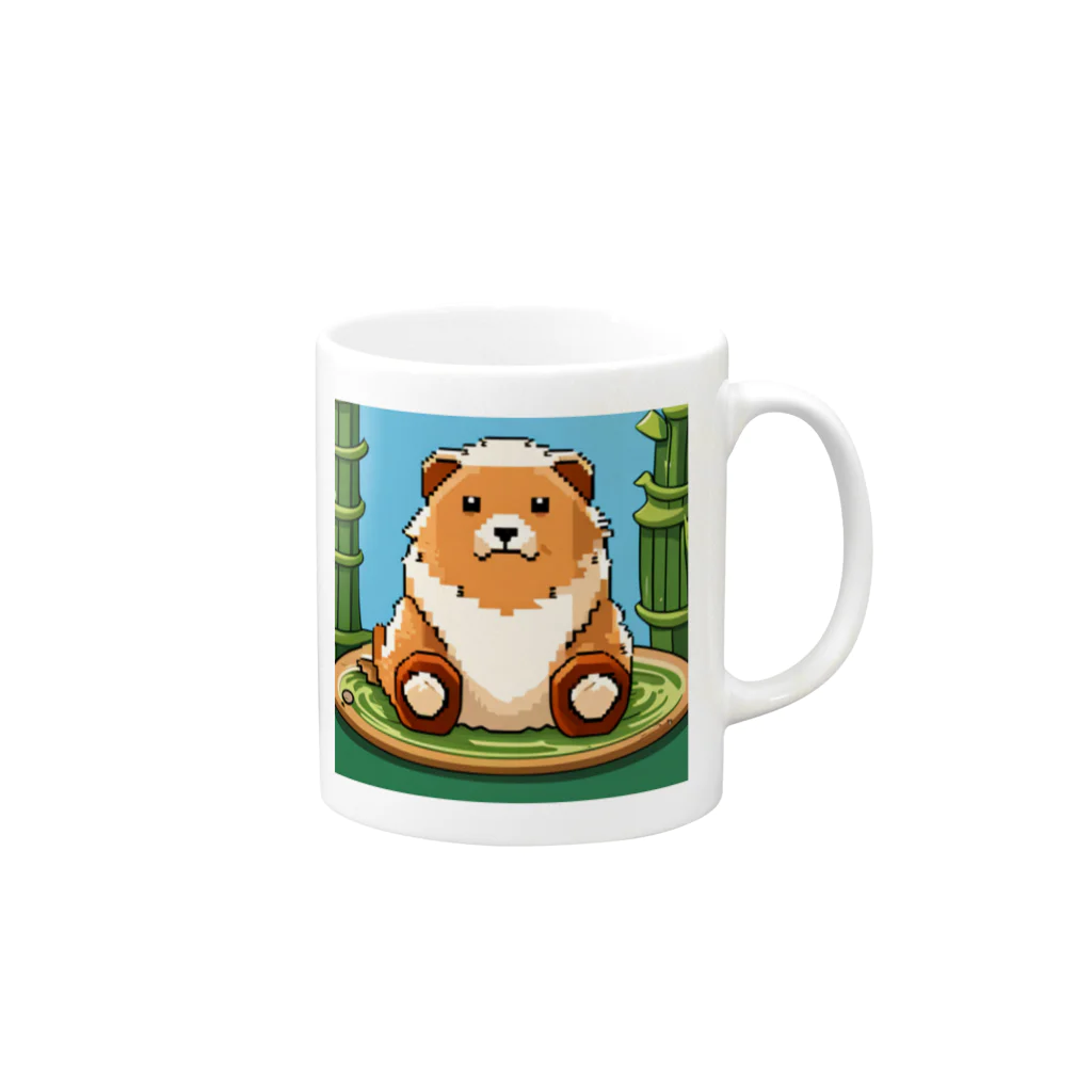 動物マニアのドット絵ショップのドット絵の可愛いクマちゃん🐻🎋 Mug :right side of the handle