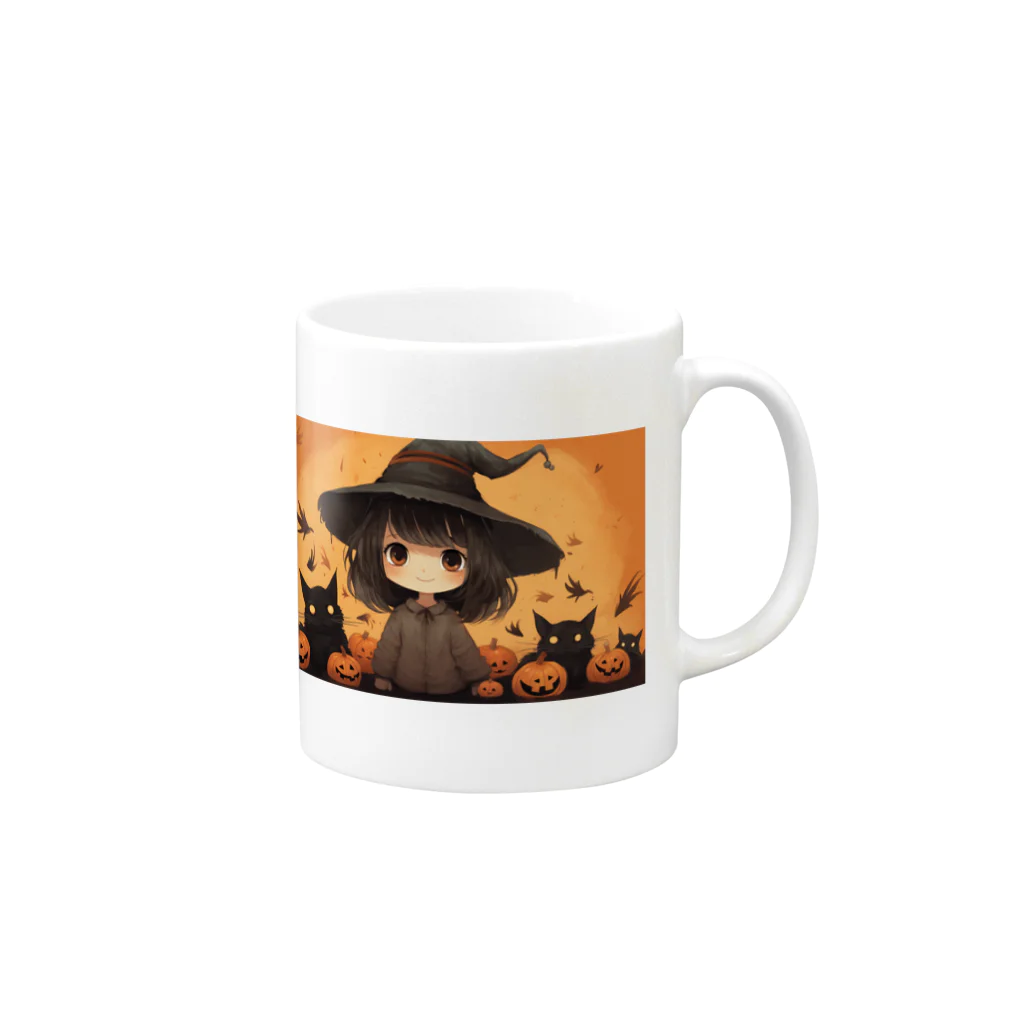 ほのぼのの魔女っ子MEGU ハロウイン風 Mug :right side of the handle