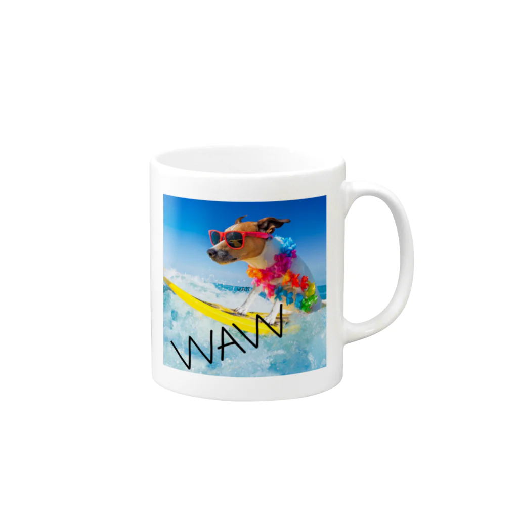 HANIの犬 サーフィンデザイン Mug :right side of the handle