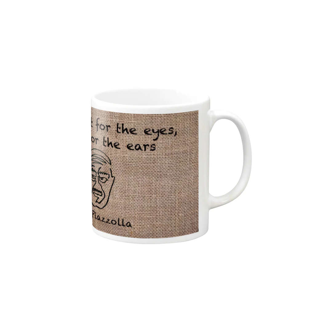 KuMu-music Shopのひとふでピアソラ氏 Mug :right side of the handle