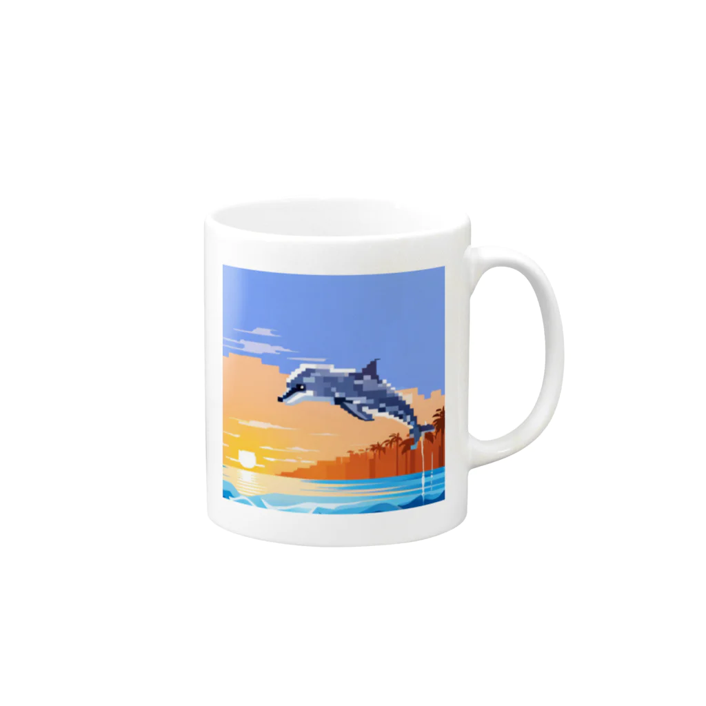 kein-keinのドット絵のイルカ Mug :right side of the handle