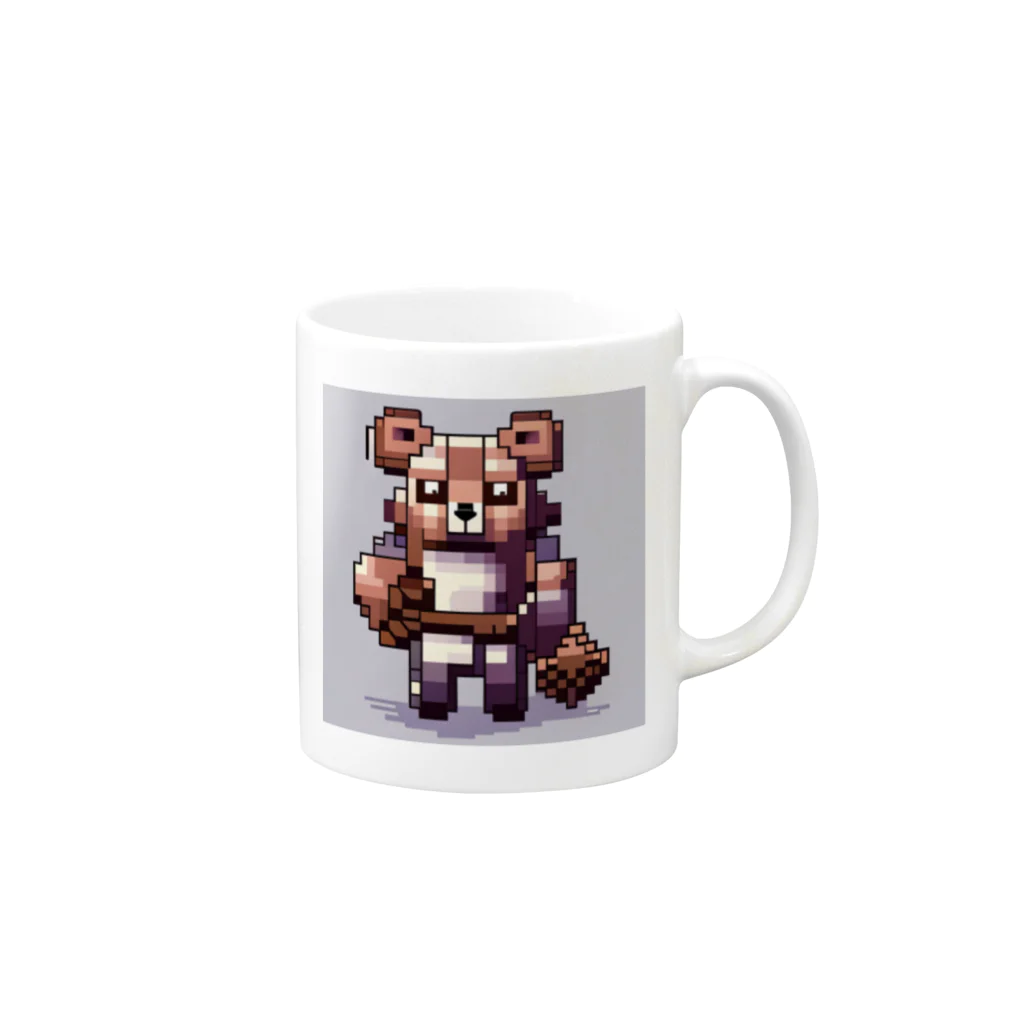 ゆうぴっく・NFTキャラクターグッズのドット絵ー動物戦士メカニック小熊 Mug :right side of the handle