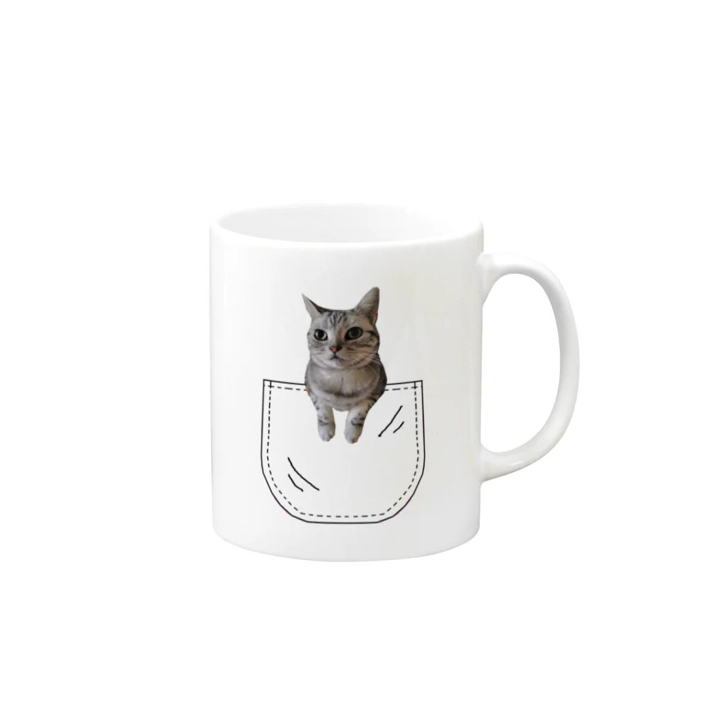 inletのサンプル＝あなたのペットちゃんin ポケット Mug :right side of the handle