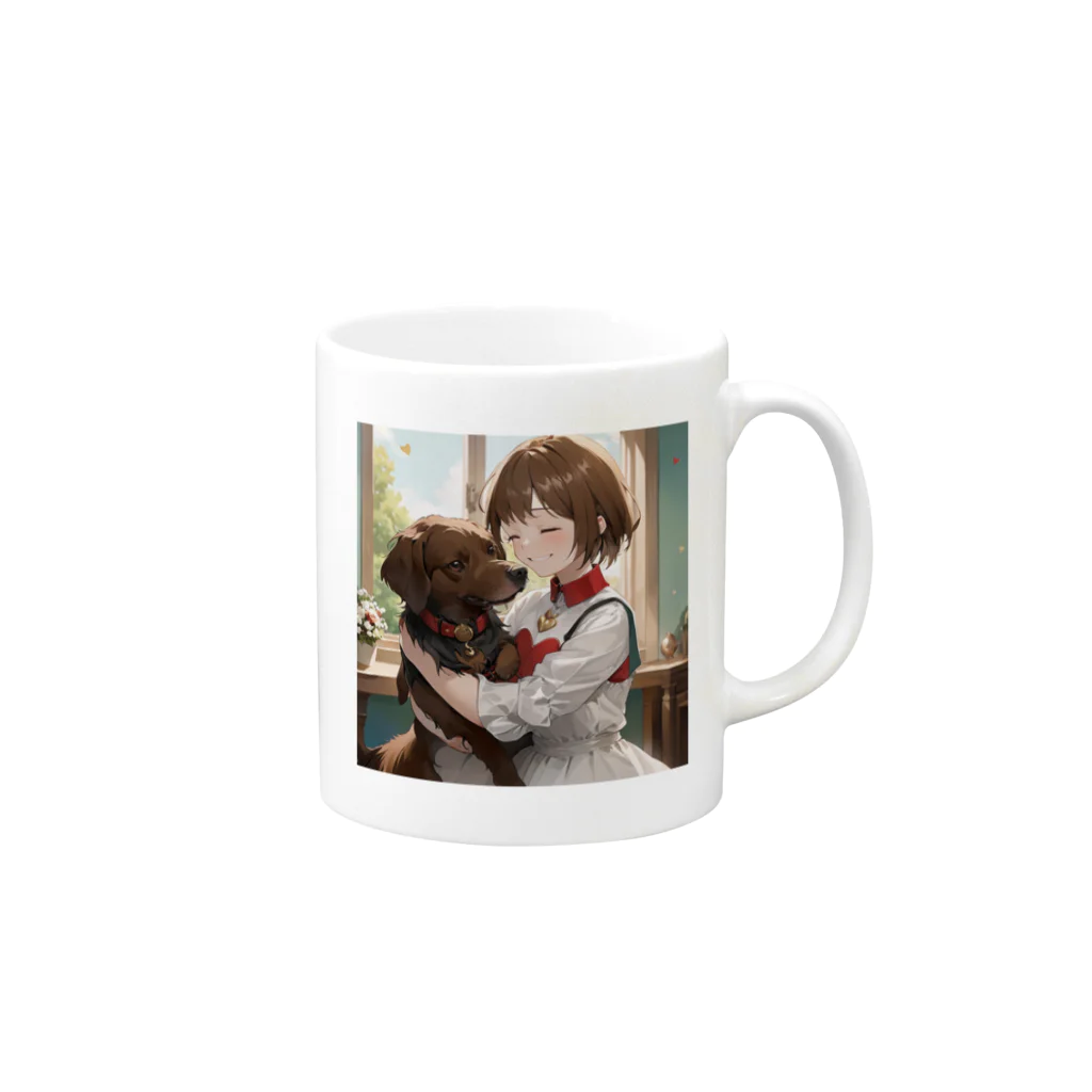 フウマショプの少女と愛犬 Mug :right side of the handle