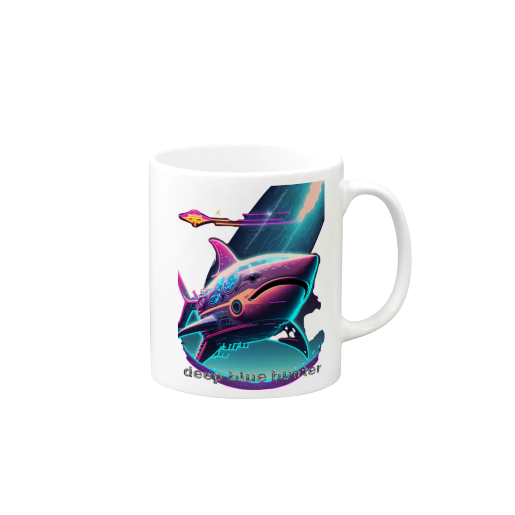 RISE　CEED【オリジナルブランドSHOP】のサメ型宇宙船の奇想天外 Mug :right side of the handle