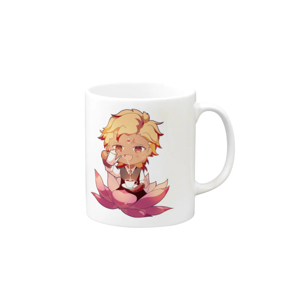 リオン・レッドハートNAMASTEchのおます珈琲様コラボイラストフレッシュリオンくんスタンプ１ Mug :right side of the handle