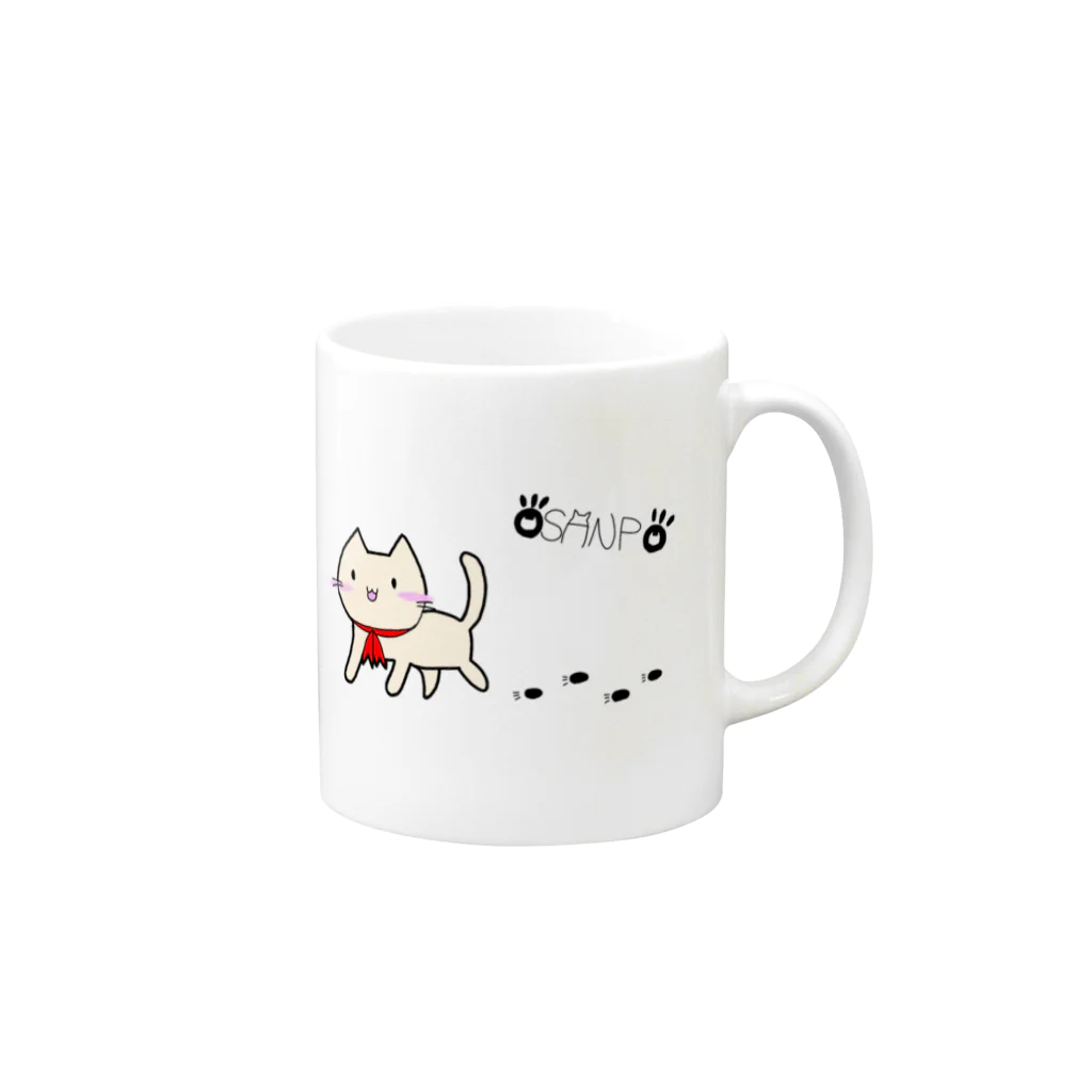 アートワークスみいねこのおさんぽねこ Mug :right side of the handle