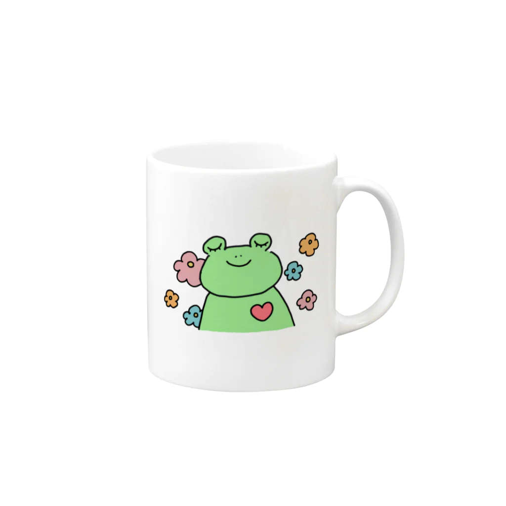 笑顔と笑顔の架け橋🌈の愛と癒しのかえるくん Mug :right side of the handle