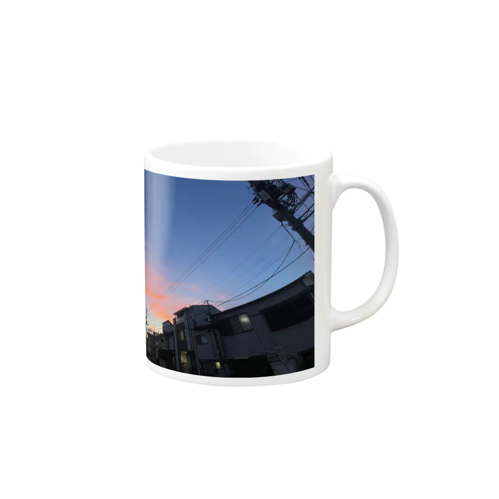 マツリのフォトショップの夕闇と夜空 Mug :right side of the handle