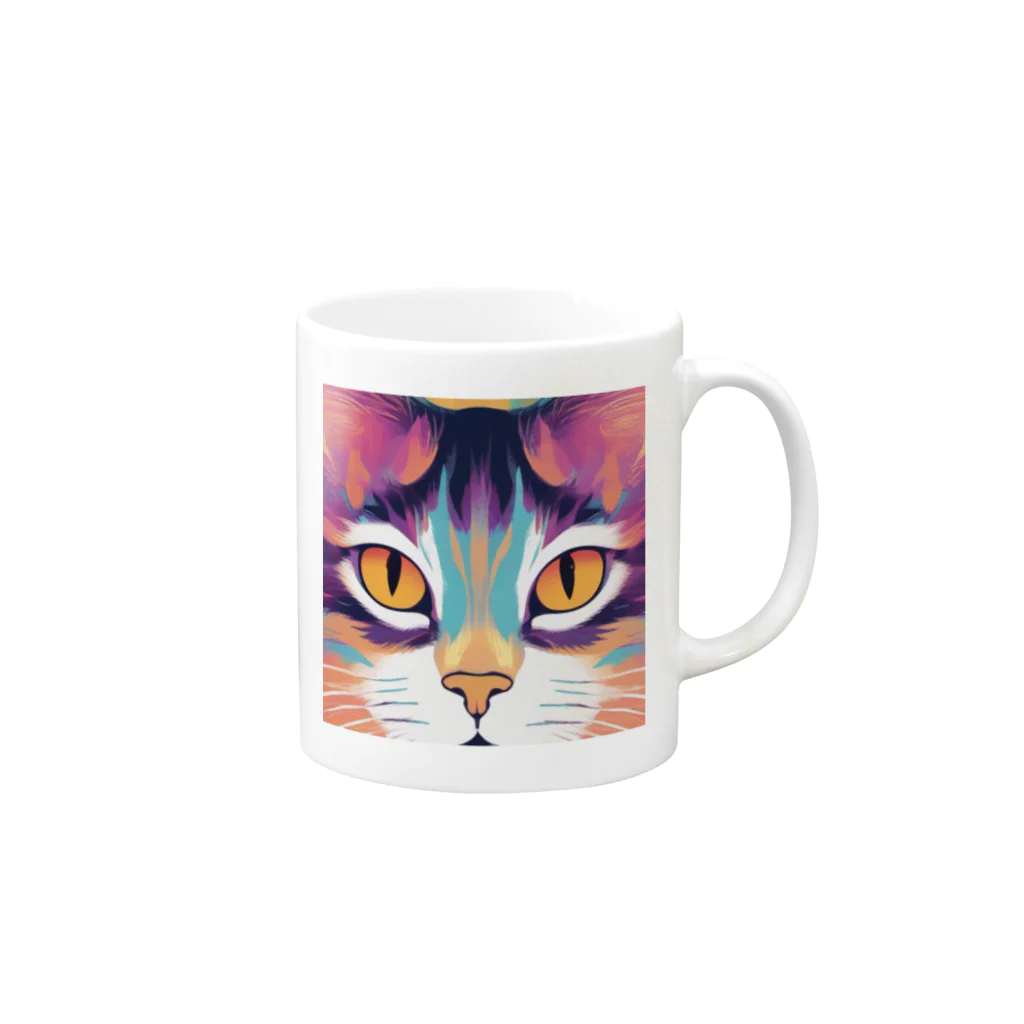 猫の憩い場のアートな猫 Mug :right side of the handle